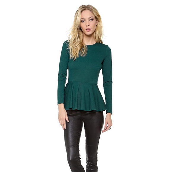 Torn By Ronny Kobo Green Rita Peplum Top, Size L - Picture 4 of 6